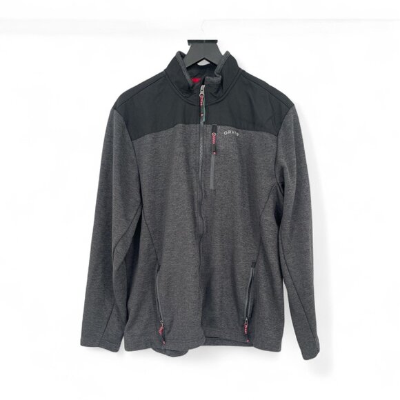 Orvis Other - Orvis Jacket Mens Medium Black Gray 100% Polyester Fleece Lined Full Zip Classic